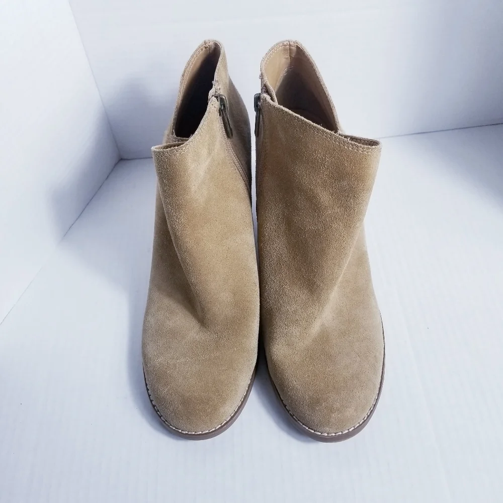 LUCKY BRAND TANISH BROWN WEDGED ANKLE ZIPPER BOOTS SIZE 10